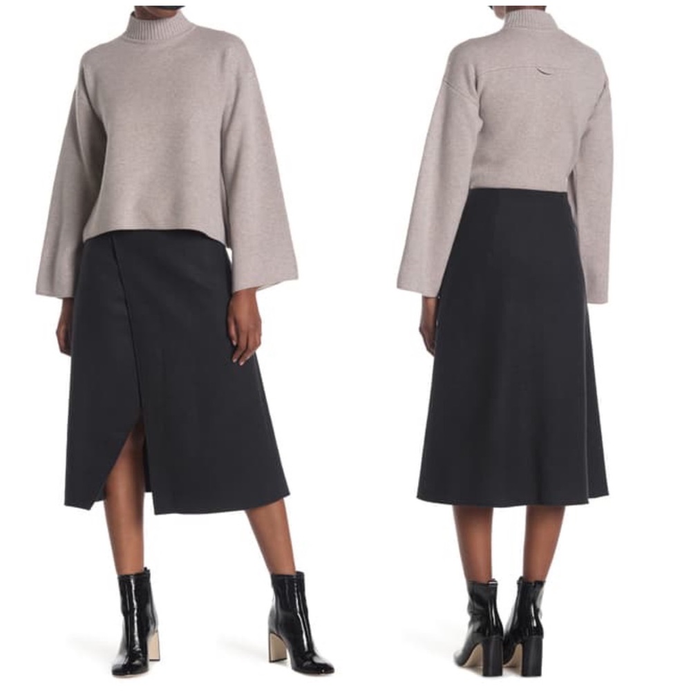 NWT Club Monaco Wool A-line Cutaway Midi Skirt 4
